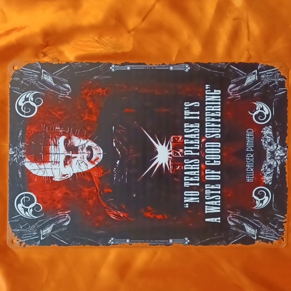HOME DECORE METAL SIGN 8×12 HELL RAISERS PINHEAD HORROR MOVIE FAN GIFT IDEA NEW - Picture 1 of 5
